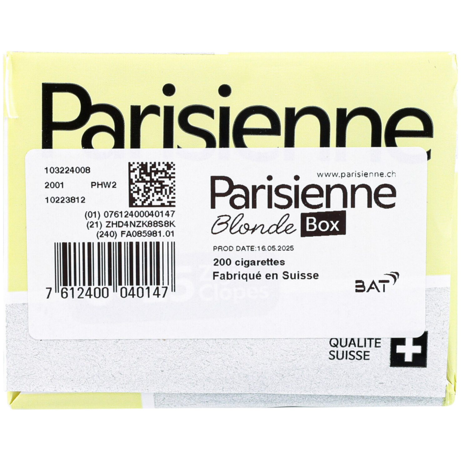 Parisienne Zigaretten Blond 25 Box Stange