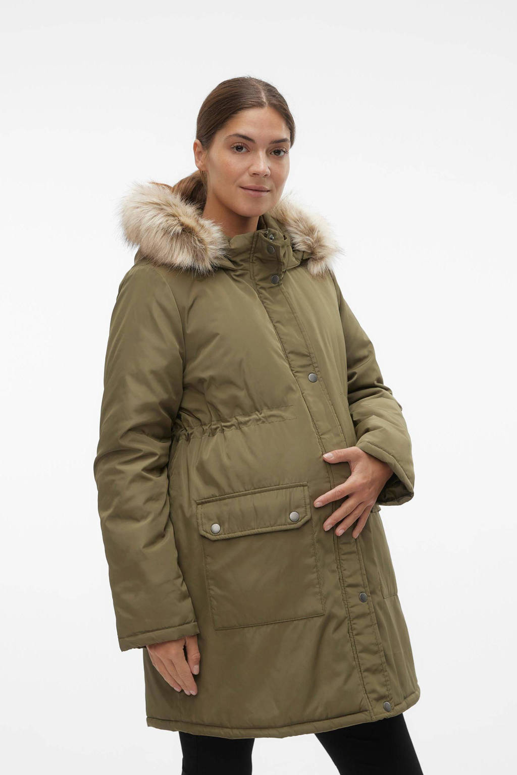 MAMALICIOUS jas MLNEWMACY van polyester olijfgroen