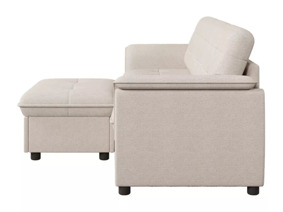 Canapé d'angle réversible, avec repose-pied rangement et accoudoirs, 239x139x84cm, Beige