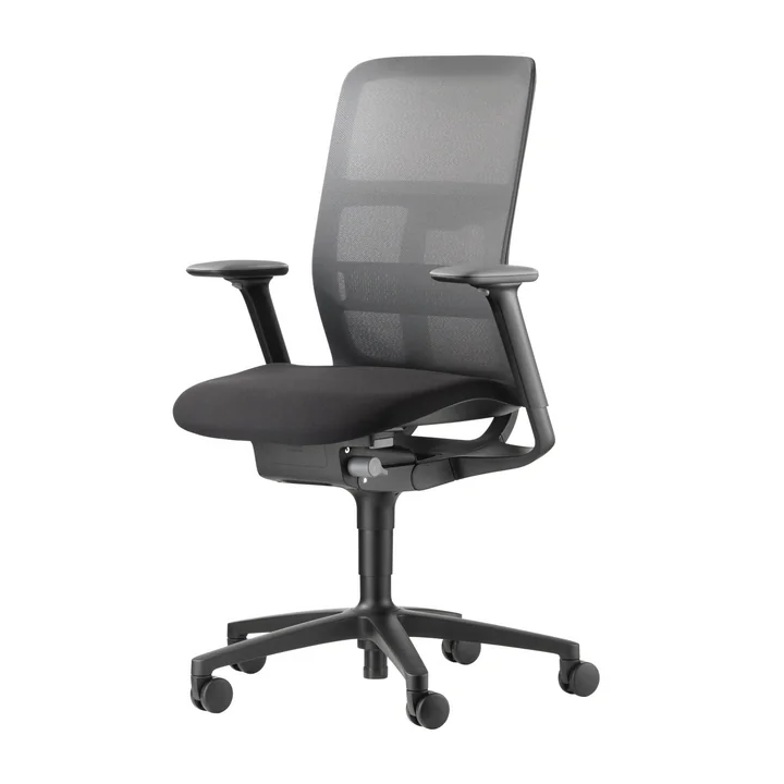 Wilkhahn - AT 187/71 Mesh Bürodrehstuhl mit Sitztiefenverlängerung, schwarz (Hartboden)