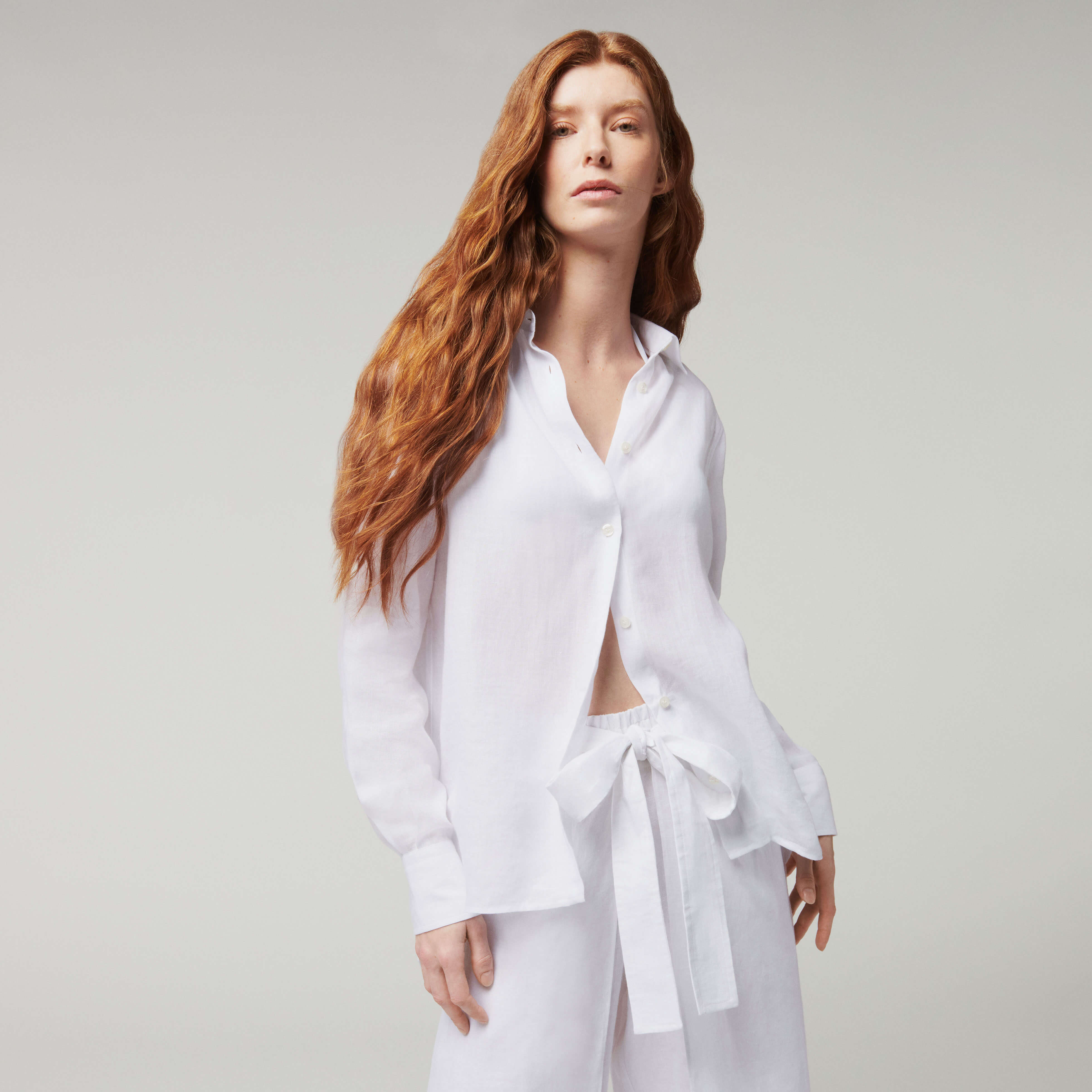 Chemise en lin blanc femme unie- Vilebrequin x Angelo Tarlazzi | Site Vilebrequin | LRAH3U00