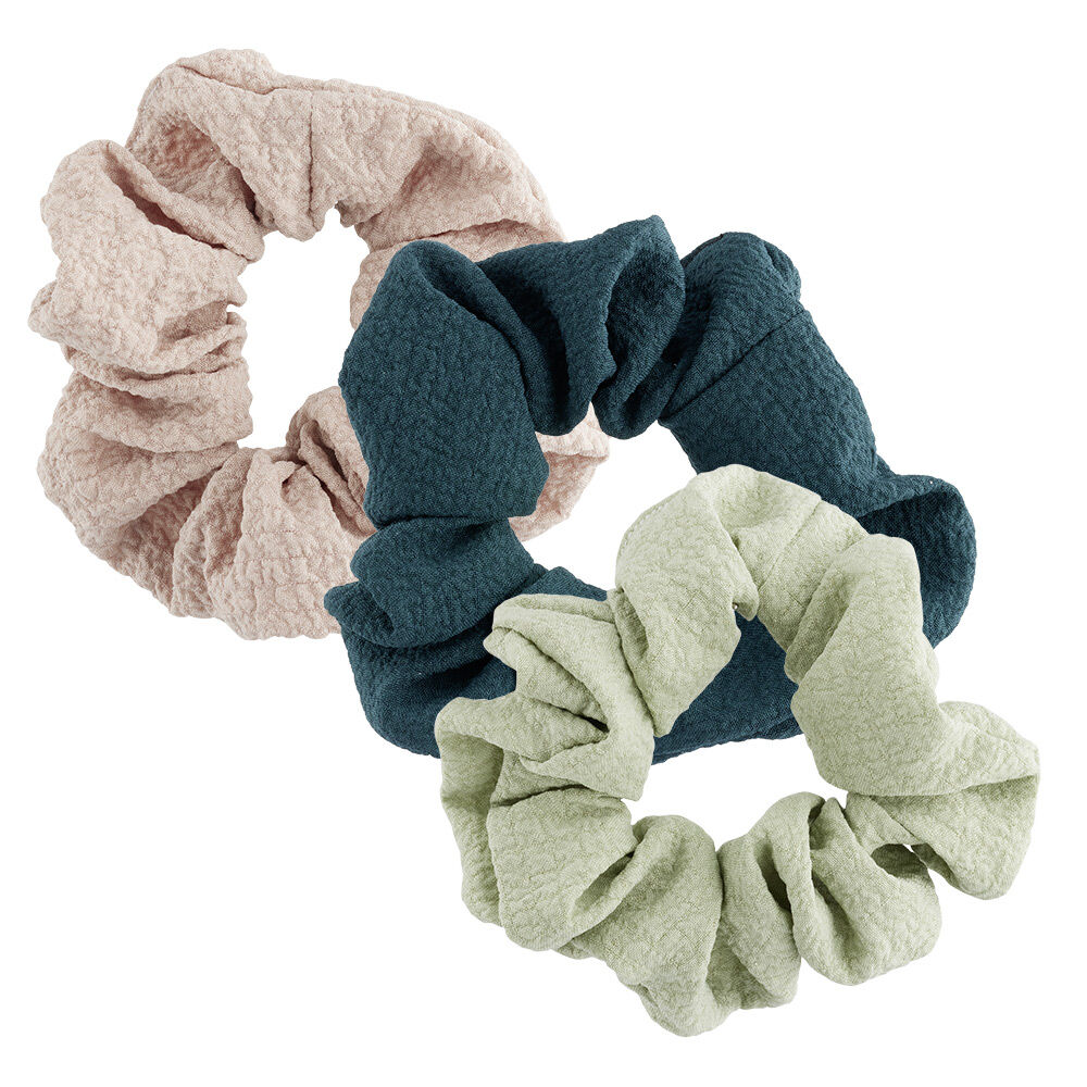 Chouchou gaze de coton vert et rose x3