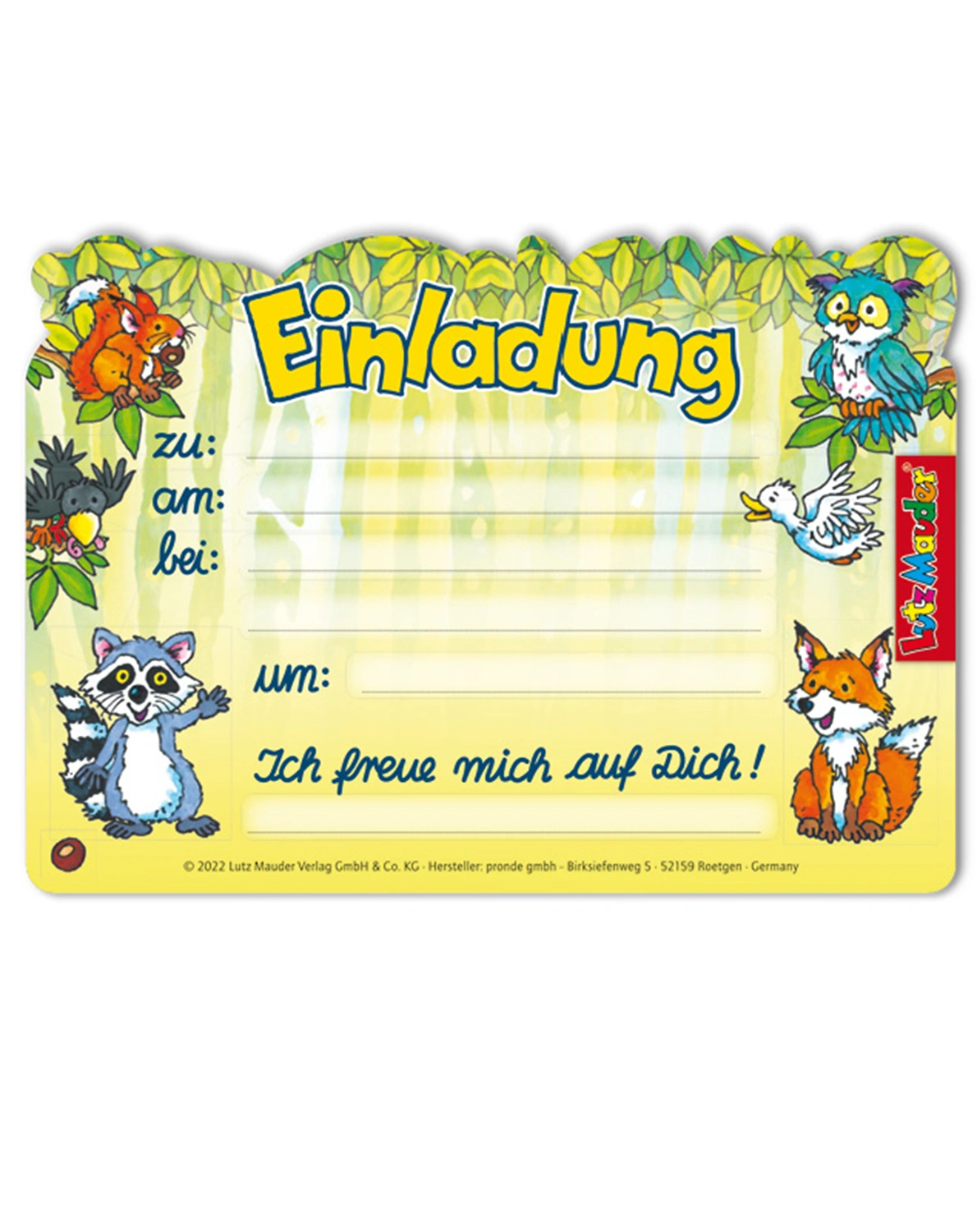 Einladungskarten-Set WALDTIERE 8 Karten + Umschläge