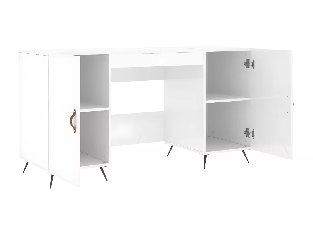 Bureau Blanc brillant 140x50x75 cm Bois d'ingénierie