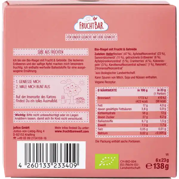 Bio-Riegel Erdbeere-Apfel-Hafer