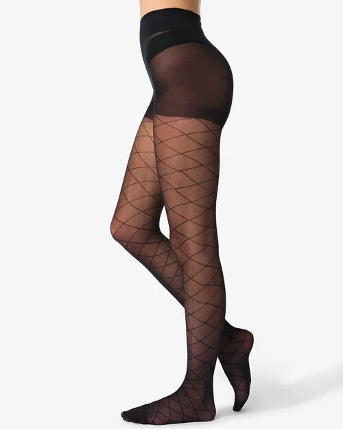 collants fashion check noir