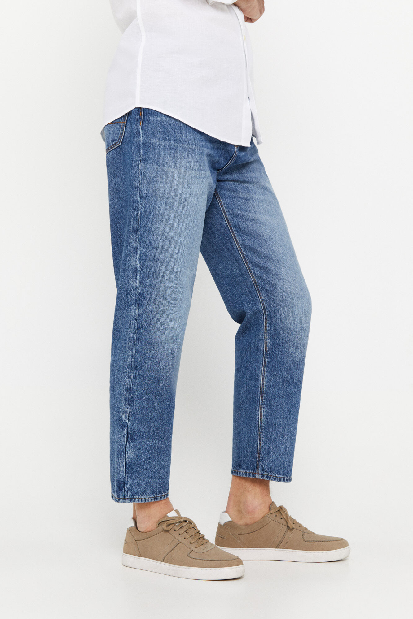 Calça jeans de corte folgado - Azul