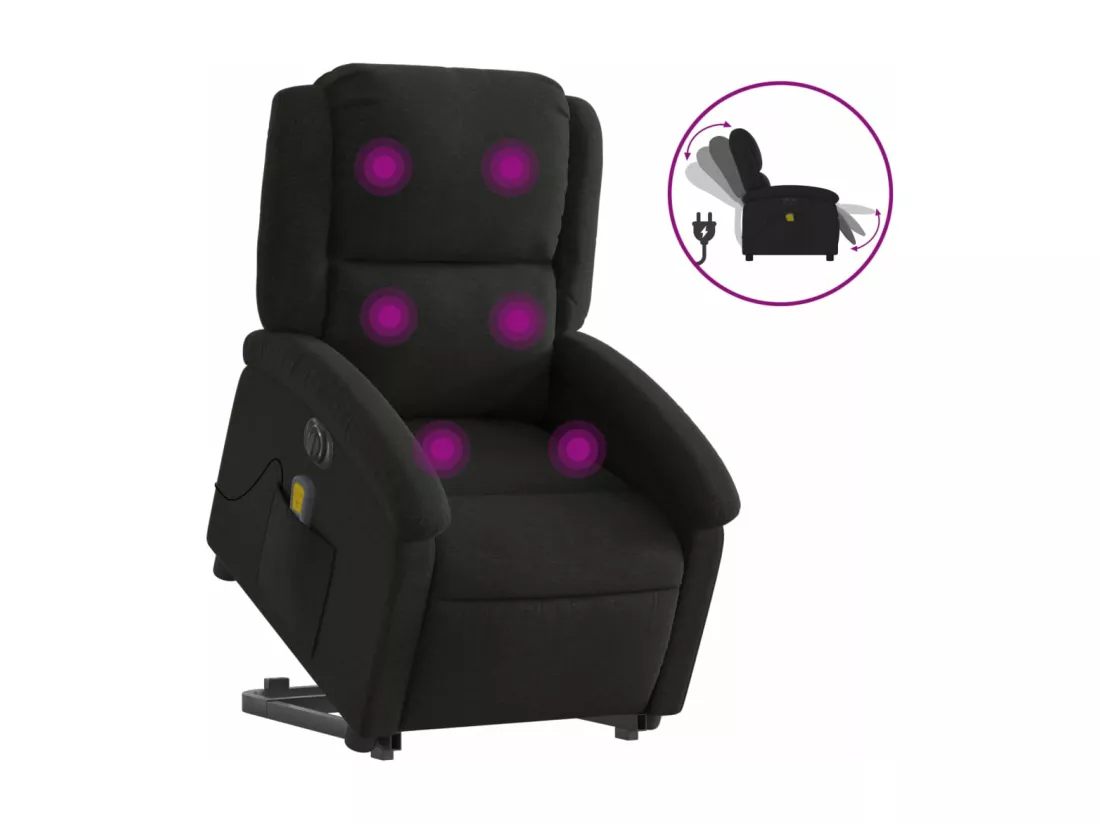 Fauteuil inclinable massant électrique Noir Tissu