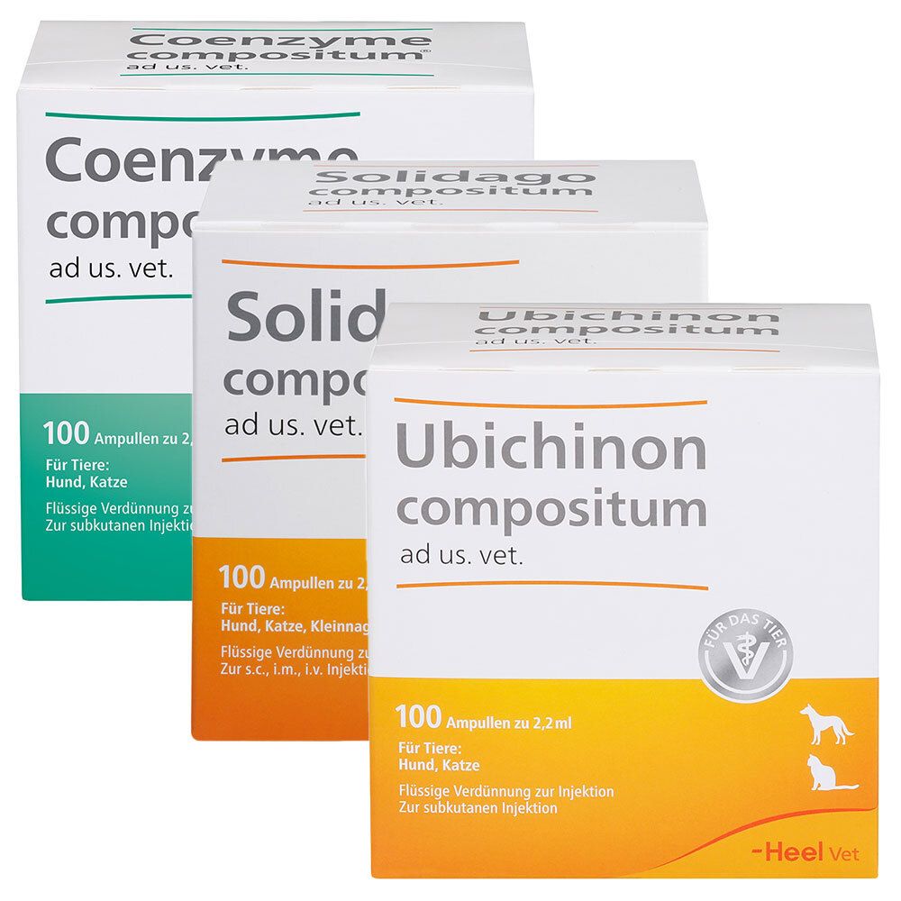 Solidago compositum ad us. vet. Ampullen + Ubichinon compositum ad us. vet Ampullen + Coenzyme compositum ad us. vet.