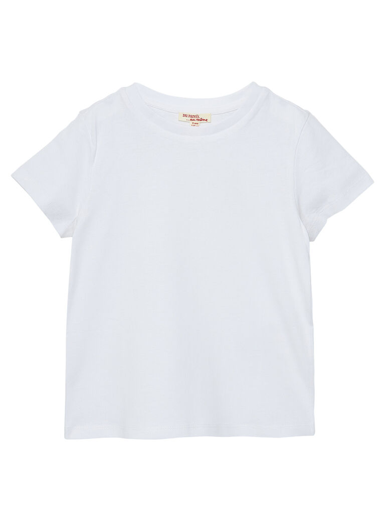 Tee shirt manches courtes garçon uni blanc