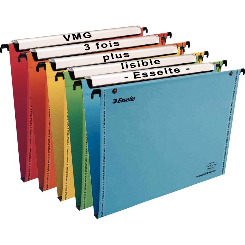 Dossier suspendu pour tiroirs Premium kraft VMG Esselte fond 15 mm couleurs assorties
