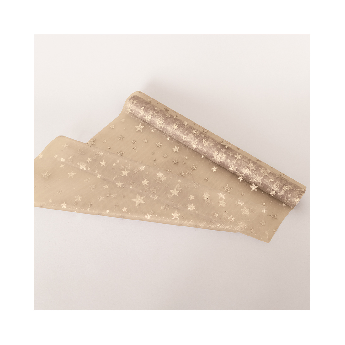 dameco Dekostoff Organza gold + goldige Sterne 3m x 30cm