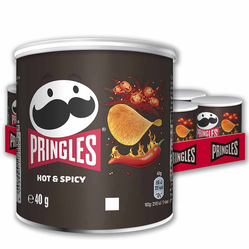 12x Pringles Hot & Spicy Kartoffelchips á 40g=480g MHD:8.10.25