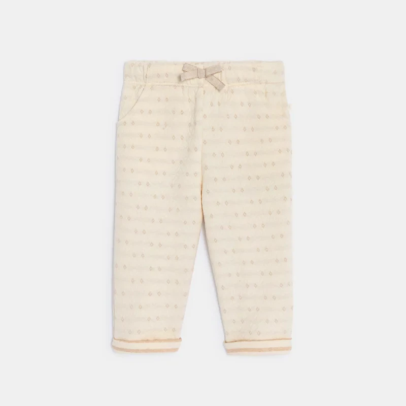 Pantalon chaud molleton fantaisie à motifs rose bébé fille Blanc