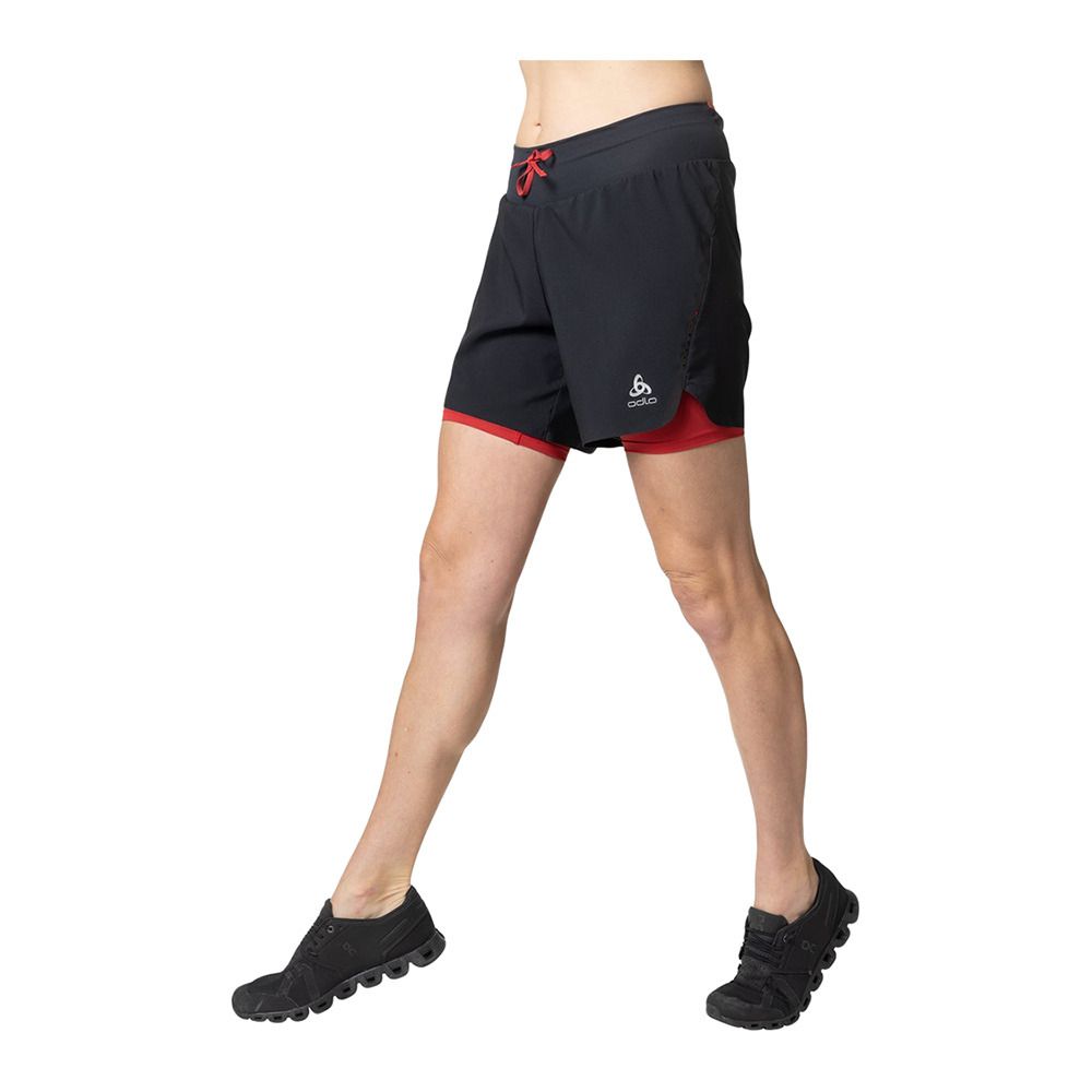 Odlo X-ALP TRAIL 6 INCH 2IN1 - Short Femme black/american beauty