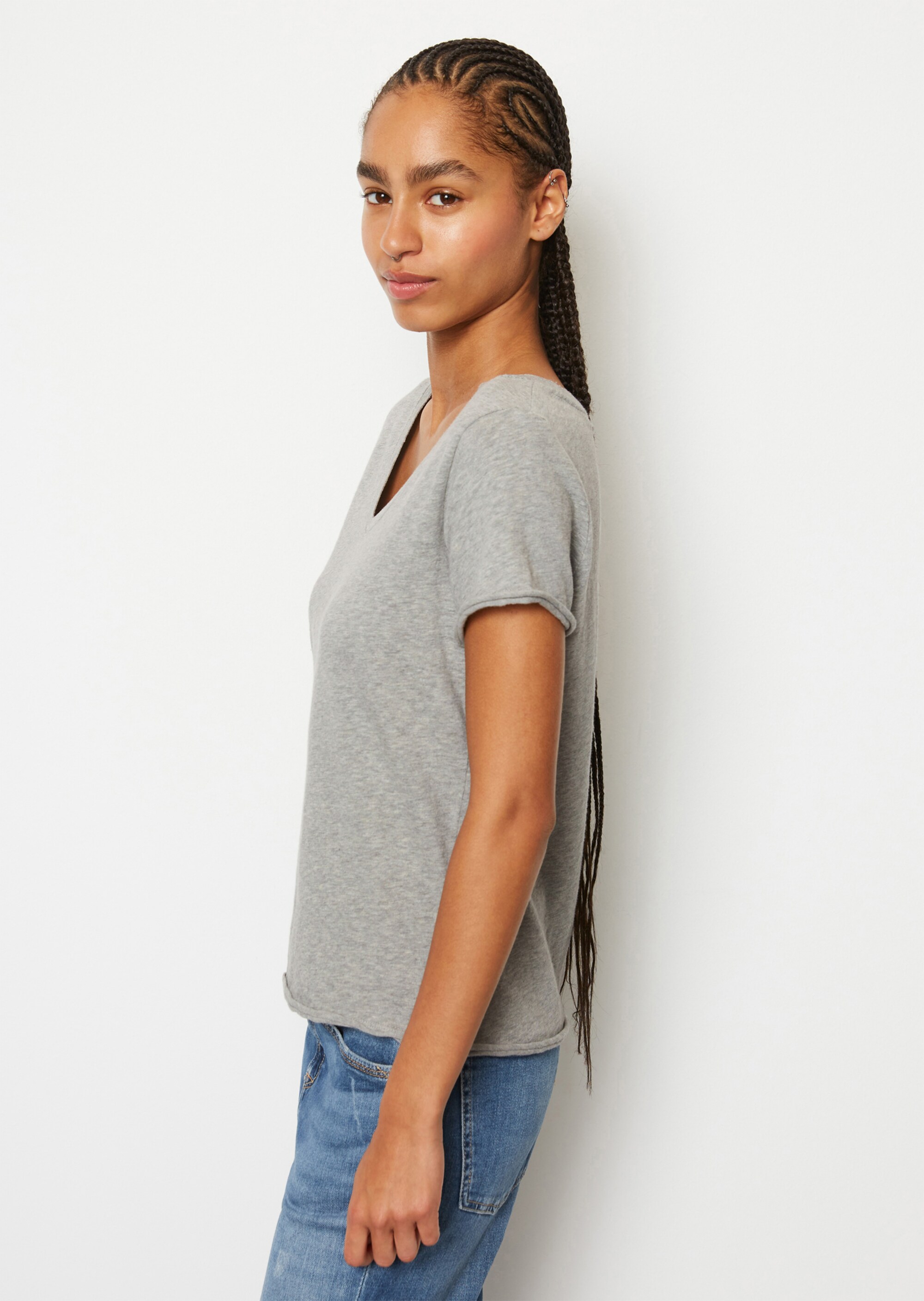 V-Neck-T-Shirt regular Organic-Slub-Cotton