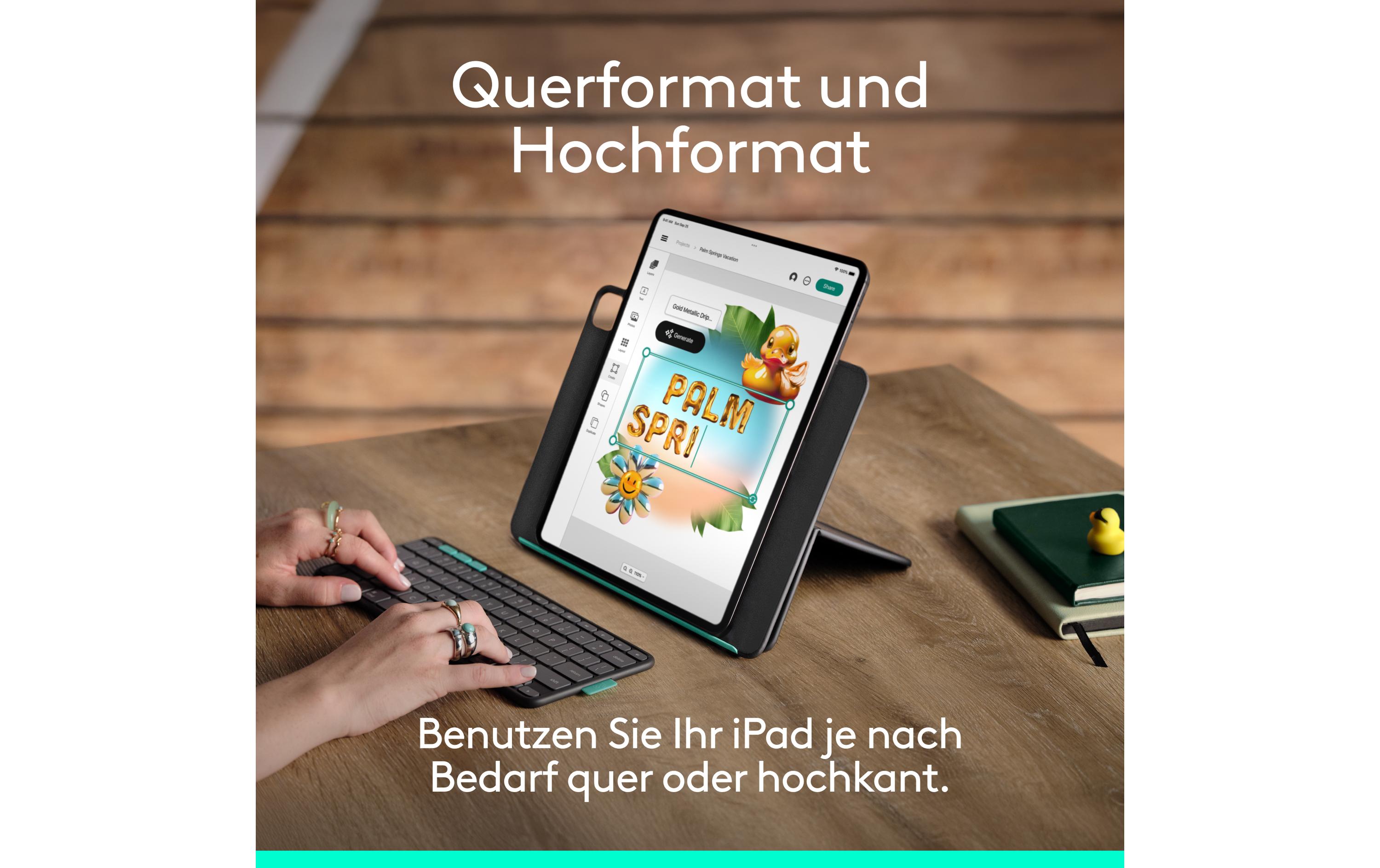 Tablet Tastatur Cover Flip Folio iPad Pro & Air13<br>Vielseitiges iPad Cover mit verstaubarer Tastatur