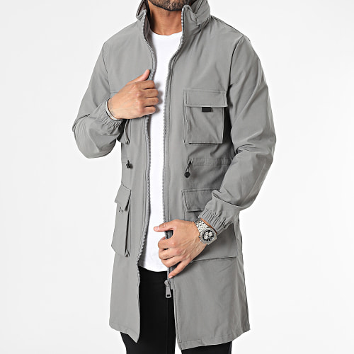 Veste Zippée Longue Gris