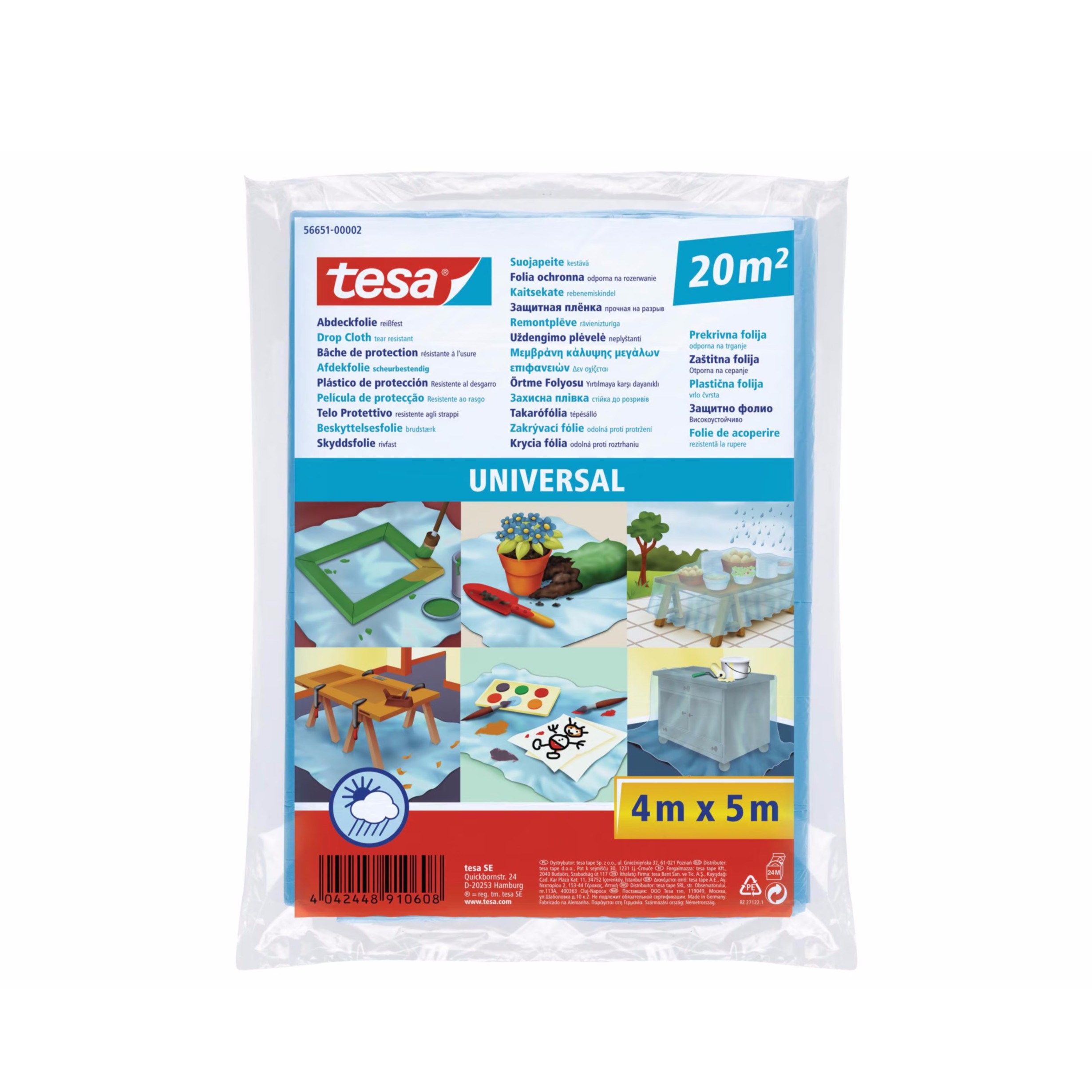 (4x5m) Easy Cover Universal Abdeckfolie Reissfeste Abdeckplane Spritz Schutz (56651-00002-02)