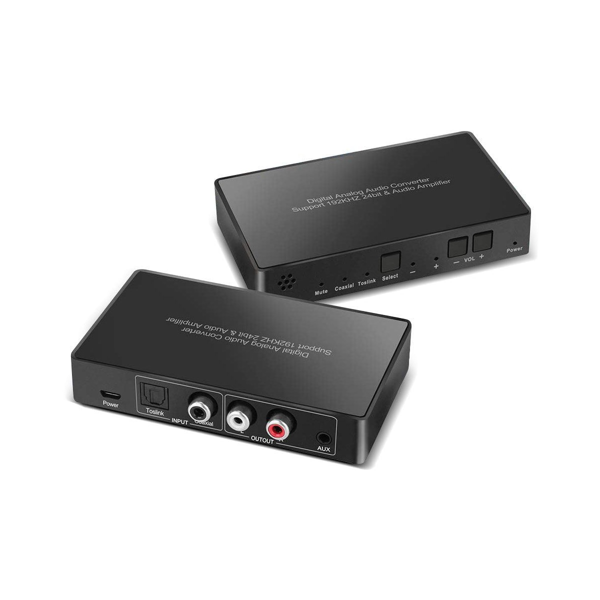 NÖRDIC digital til analog lydkonverter Mini DAC, TOSLINK og koaksial til RCA L / R Audio og 3,5 mm AUX-utgang med fjernkontroll D / A-konverter
