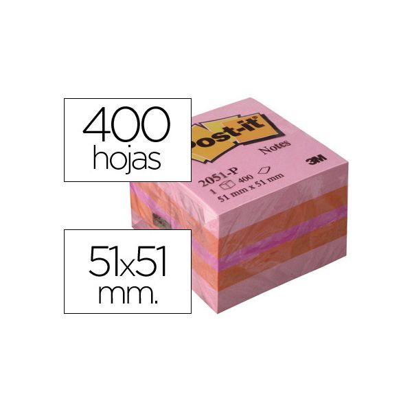 Post-it Cubo Post-it 51 x 51 mm Rosa 400 Fls - 591864