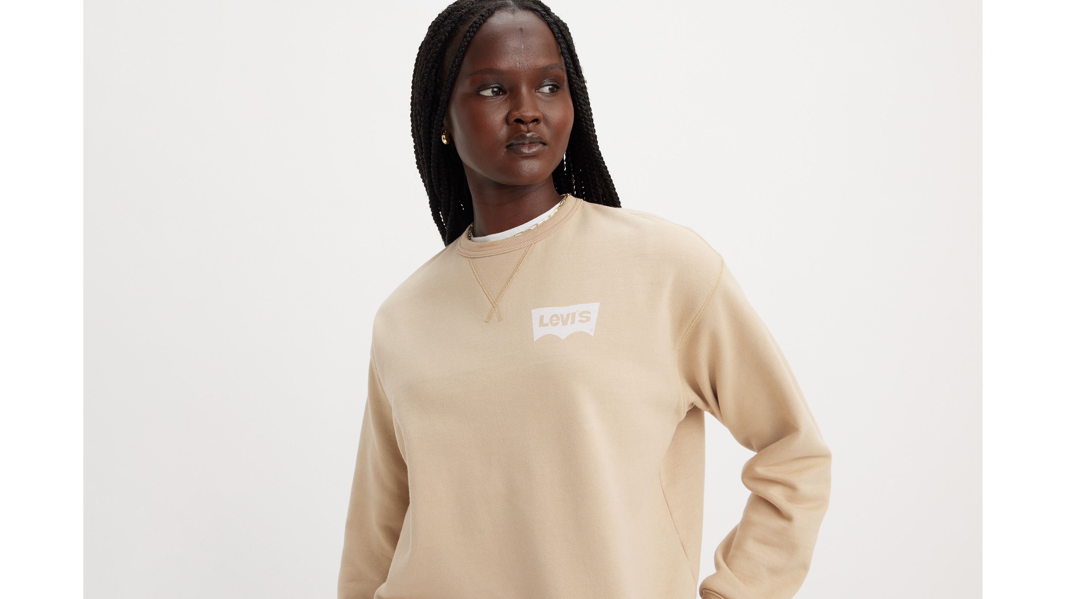 Sweat-shirt col rond graphique Signature - Crew Wonky Batwing Safari - Neutral