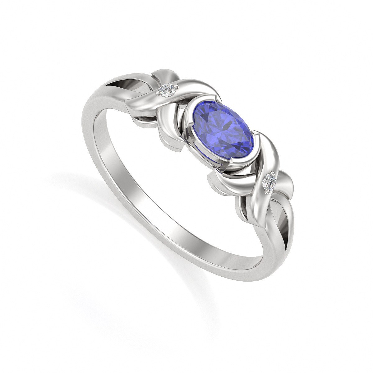 Bague Tanzanite et diamants sur Argent 925 1.966grs