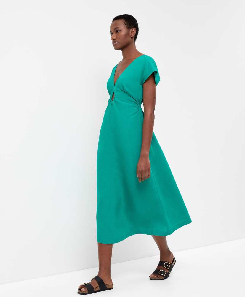 Vestido midi de linho