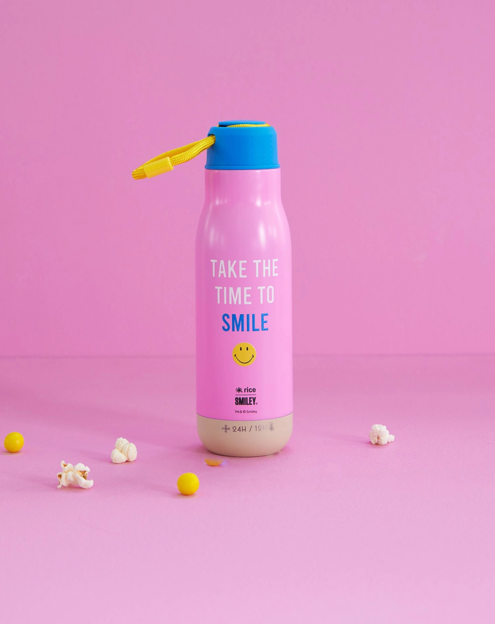 Edelstahl-Thermosflasche SMILEY (0,5L) in pink