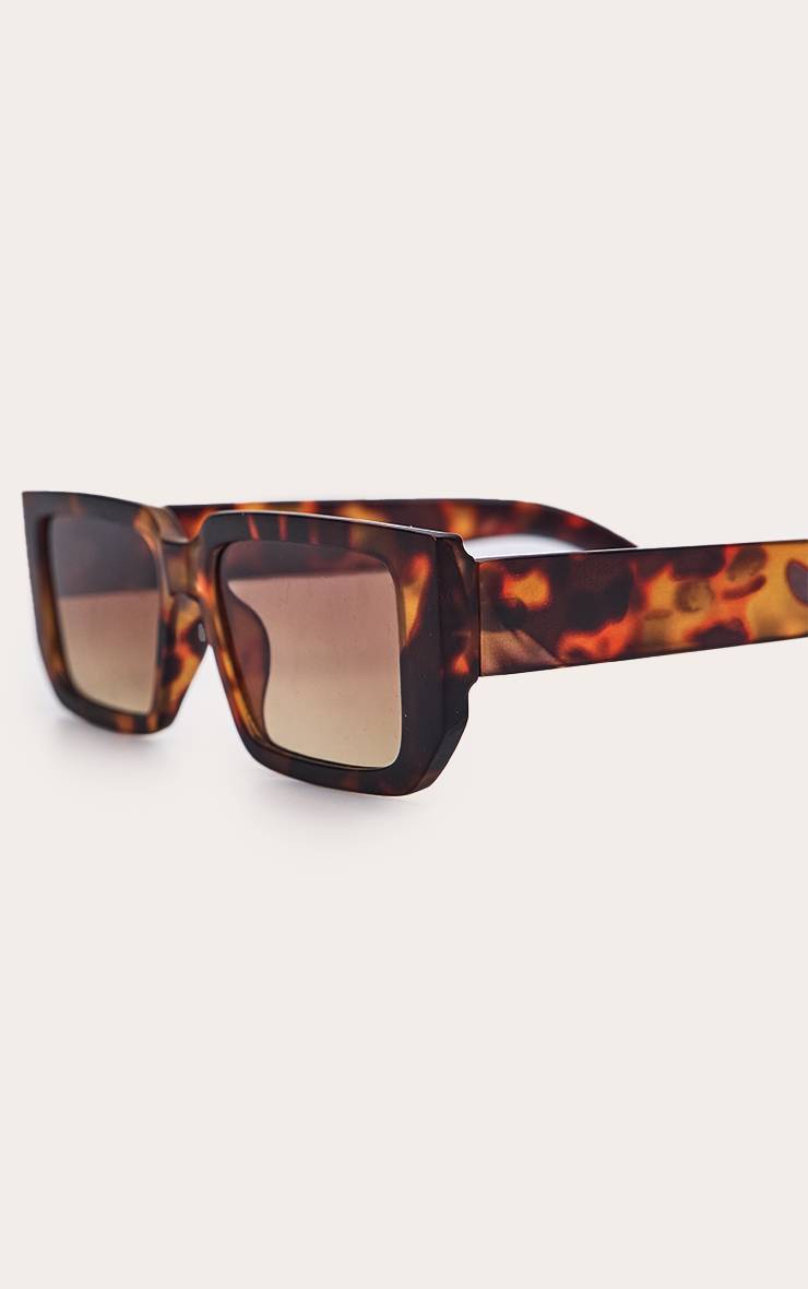 Tortoiseshell Lunettes De Soleil Rectangulaires