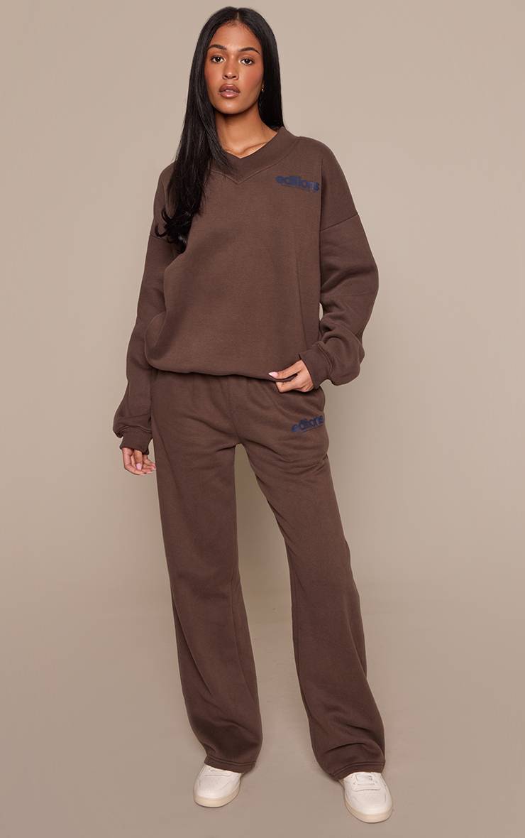 Chocolat Jogging Droit Imprimé Éditions Tall