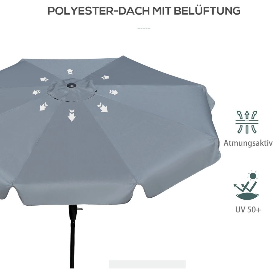 Outsunny Sonnenschirm mit Entlüftung grau