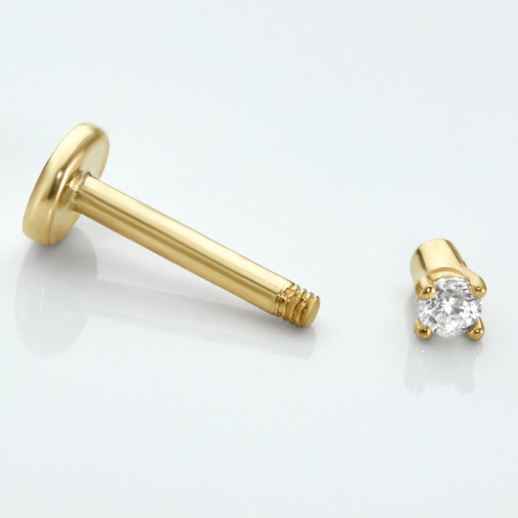 Piercing De Labret Or Jaune Catala Oxyde De Zirconium