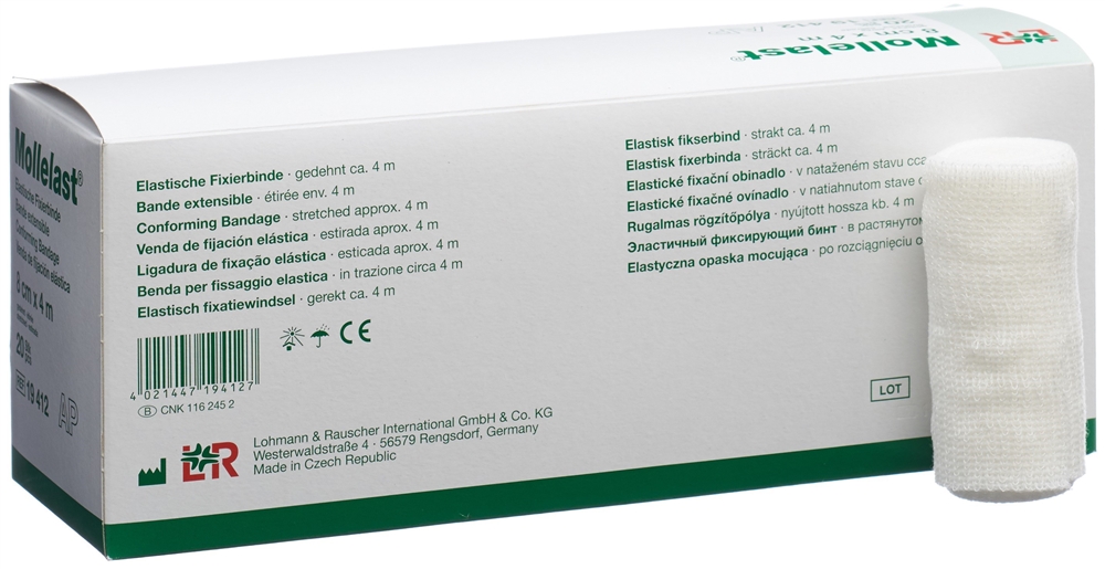 MOLLELAST Elastische Fixierbinde 8cmx4m weiss 20 Stk
