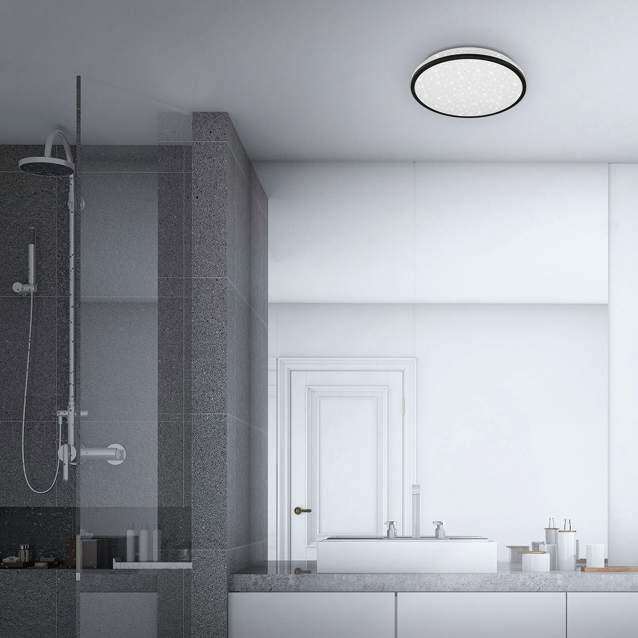 Briloner LED Bad-Deckenleuchte ACORUS BLACK