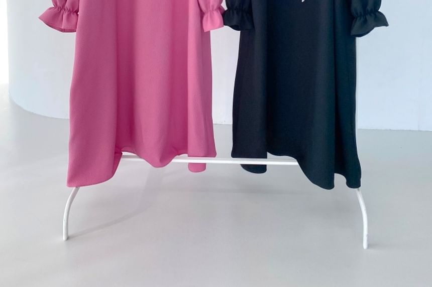 Chubby Girl - Lange mouwen kanten matrozenkraag losse midi-jurk