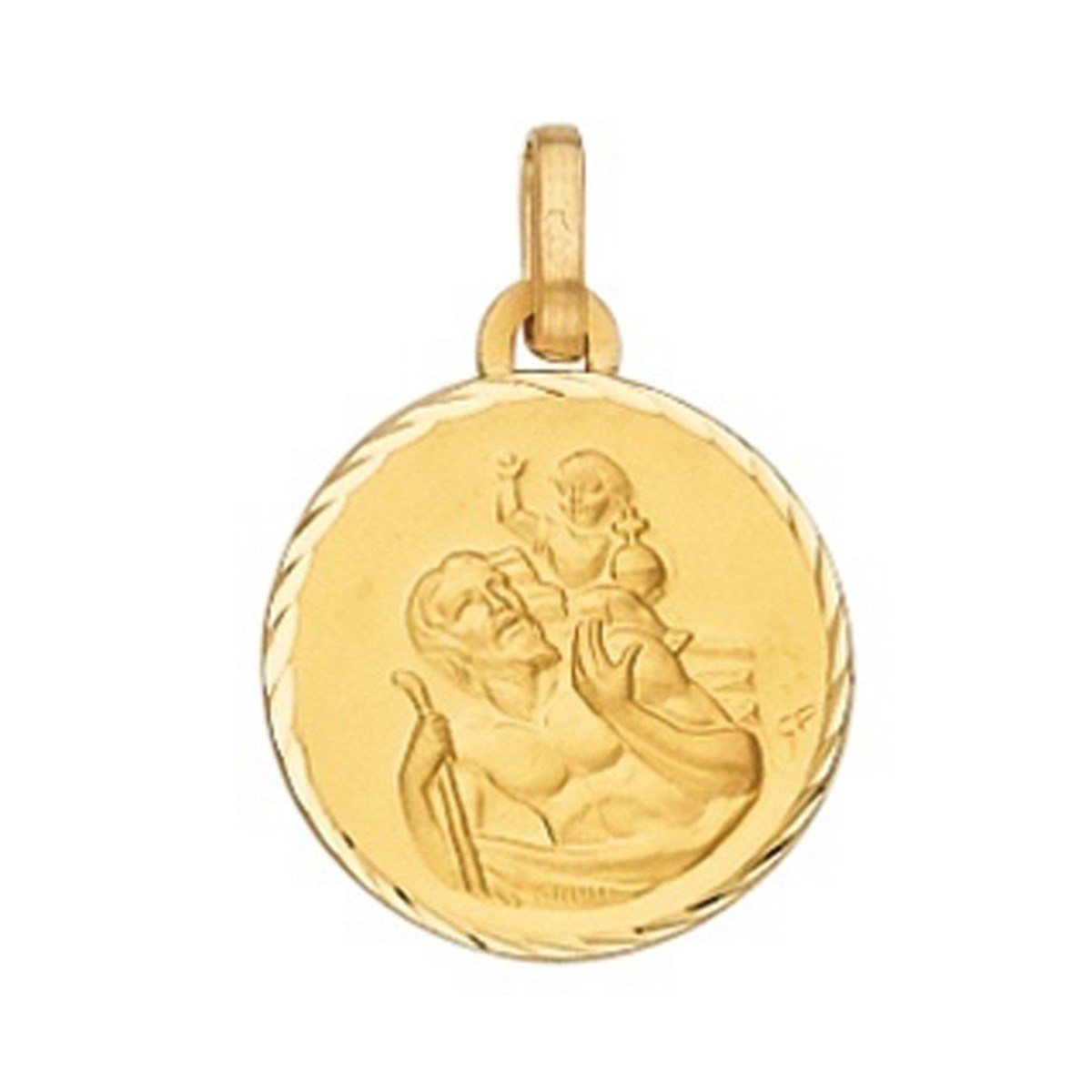 Pendentif Brillaxis médaille Saint Christopheor 9 carats