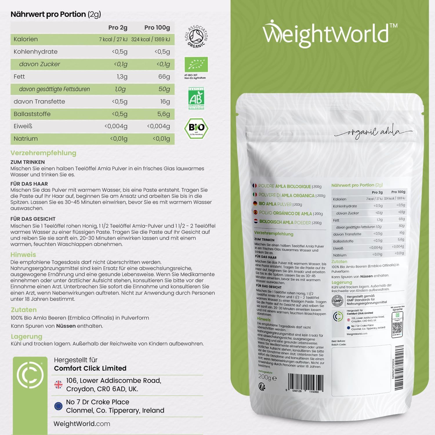 WeightWorld Bio Amla Beeren Pulver