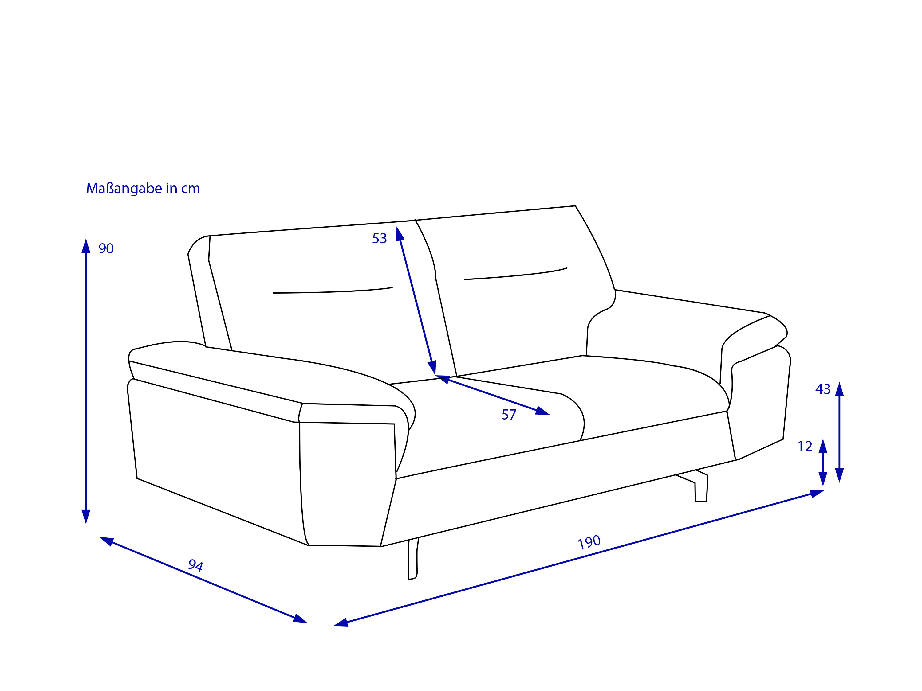 Sofa 2 Sitzer HARPER MEDFORD 6051 grau