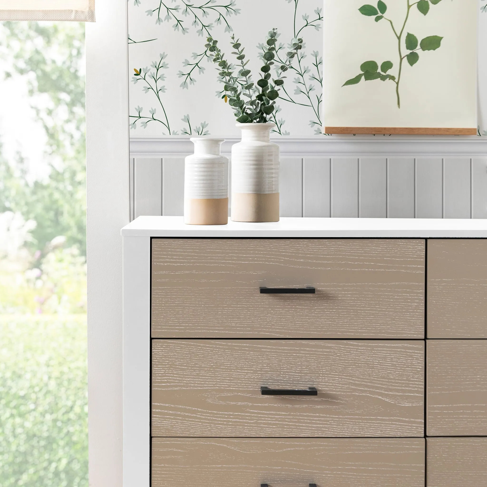 DaVinci Bureau 6 Tiroirs Radley - Blanc et Bois Côtier