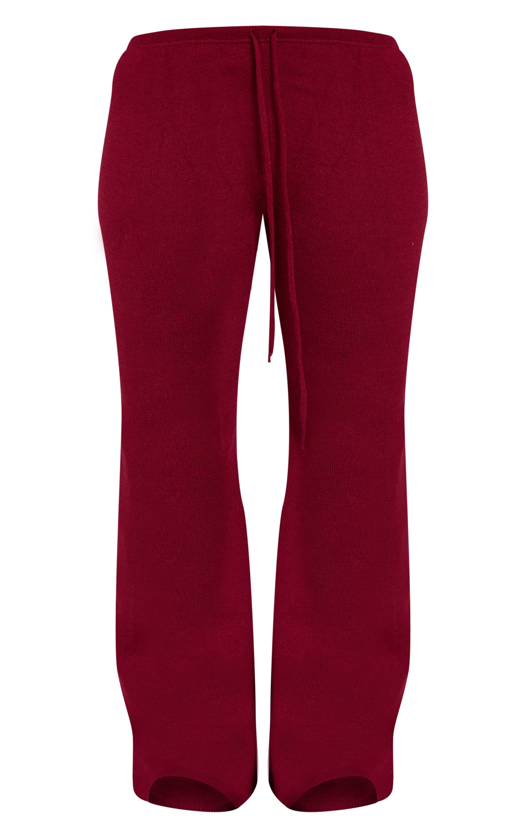 Rouge Vin Pantalon Taille Nouée En Maille Shape
