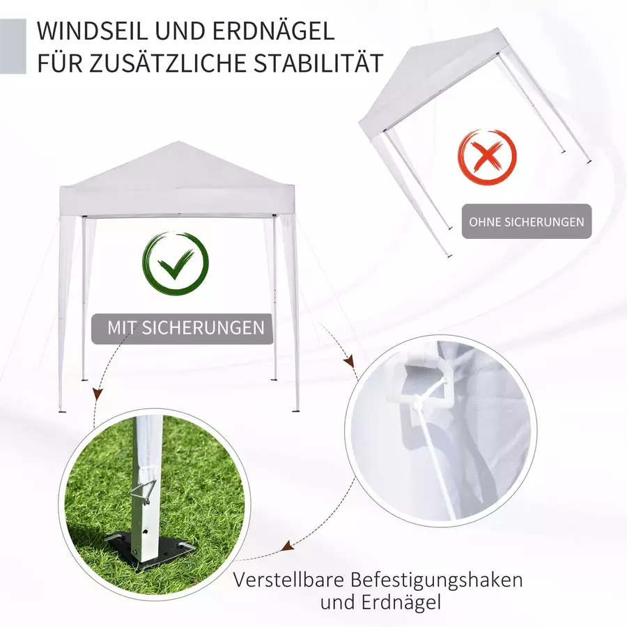 Outsunny Pavillon mit integrierten Klettverschlüssen weiß