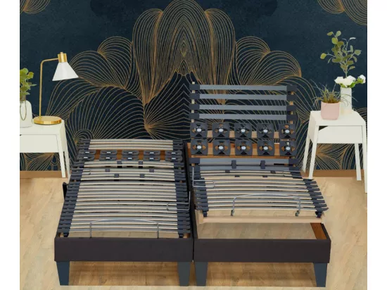 Lot de Sommiers lattes plus plots gris anthracite Dimensions - 2x90 x 200 cm