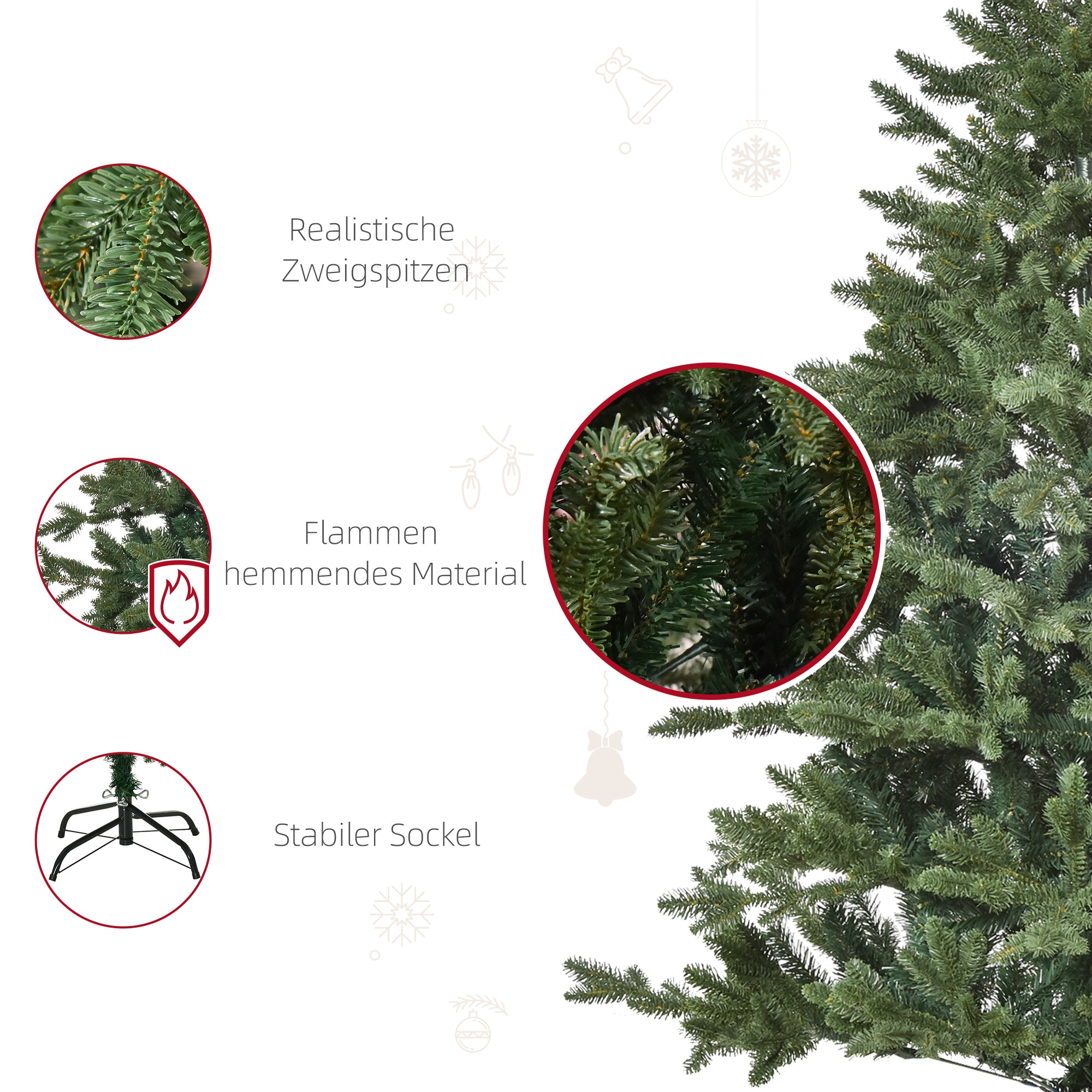HOMCOM Künstlicher Weihnachtsbaum Mit Sockel grün Ø75 x 150H cm