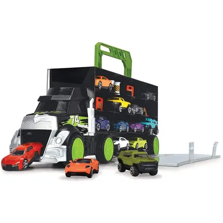 Dickie Toys Carry & Store Transporter Spielzeug-LKW zur Aufbewahrung von 28 Spielzeugautos