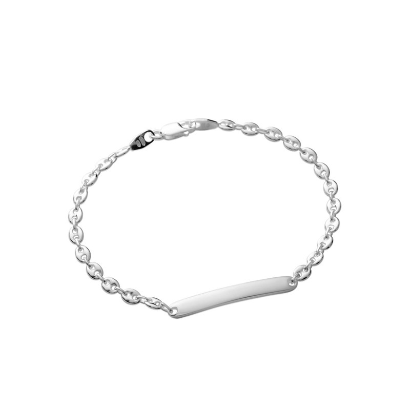 Gourmette Mixte - Argent 925 - Chaîne grain de café - Largeur : 4 mm - Longueur : 18 cm