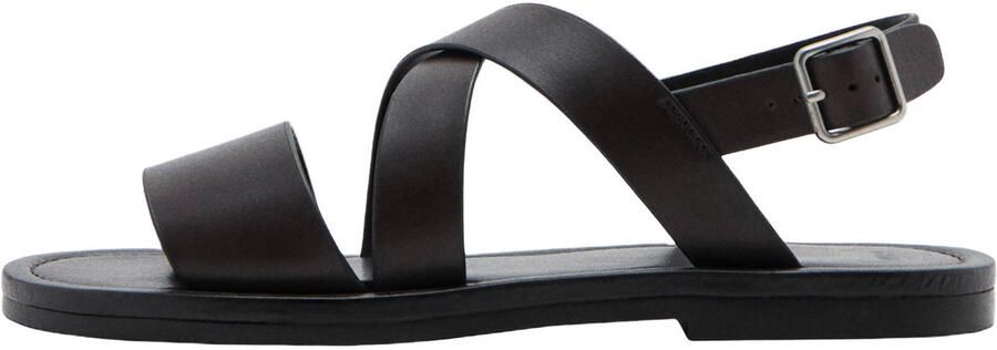 Mango Man leren sandalen donkerbruin