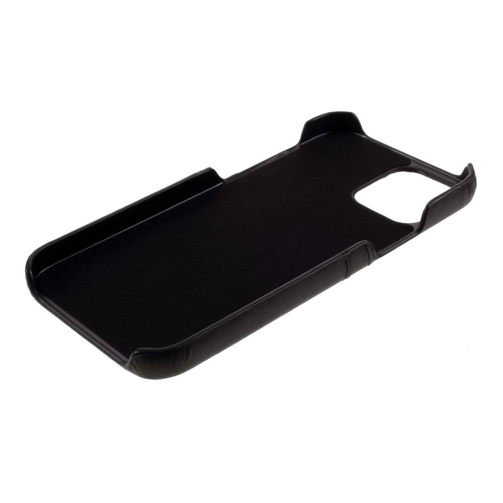 iPhone 12 Pro Leder Hülle Snap Case   Kartenfach - Schwarz