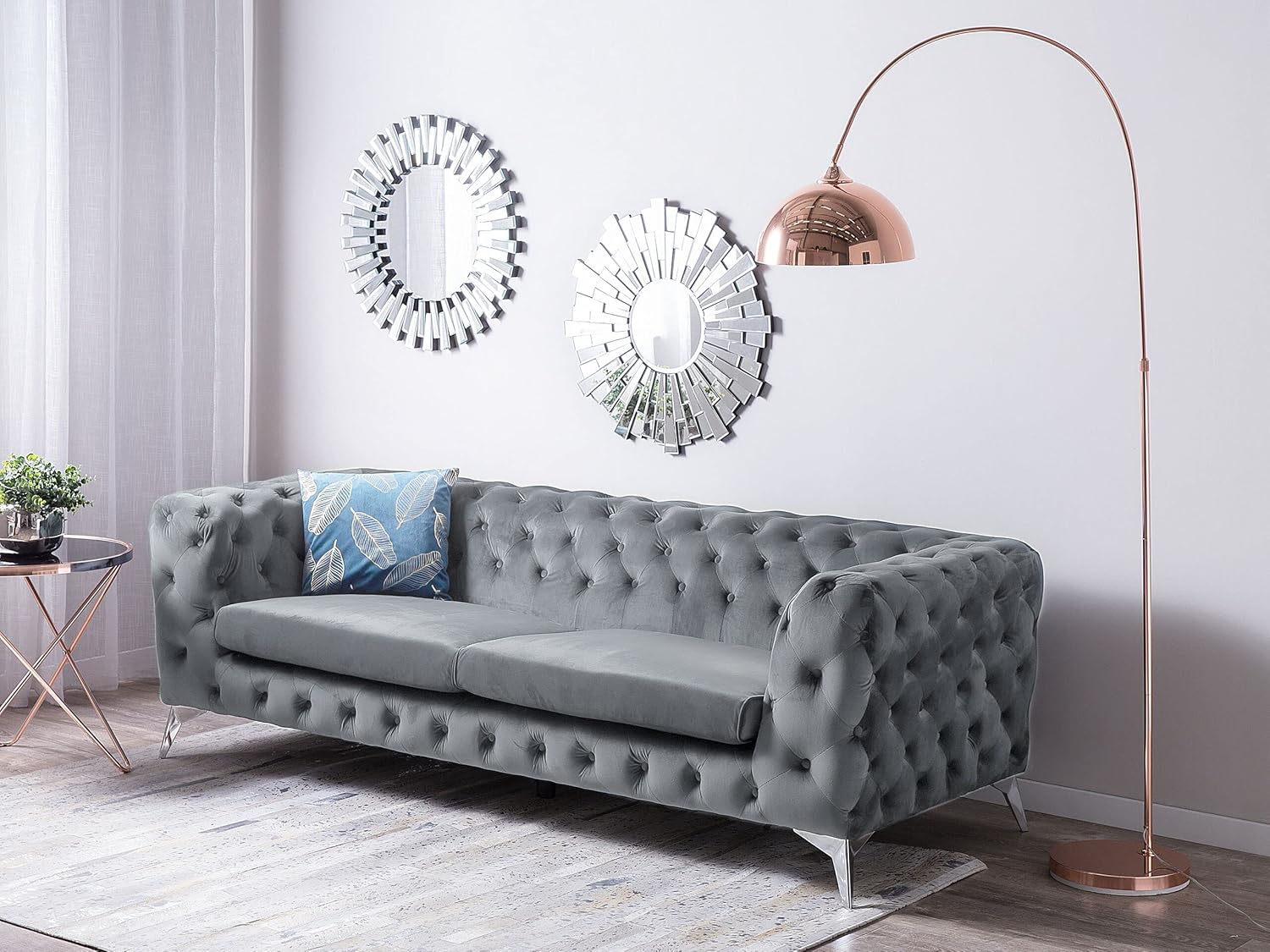 Klassisches Polstersofa Samtstoff Chesterfield Style grau Sotra