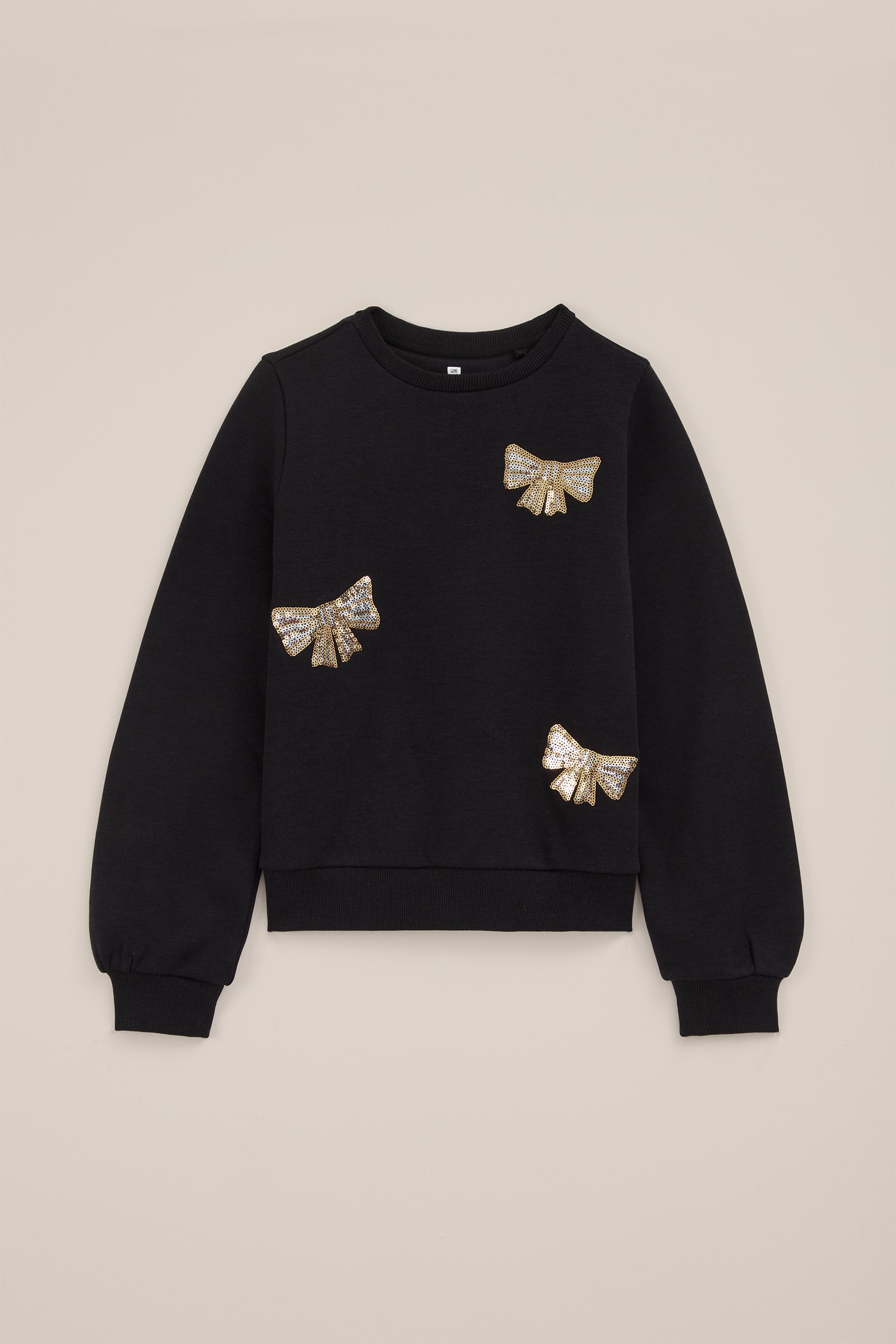 Meisjes sweater met pailletten applicatie WE Fashion Zwart